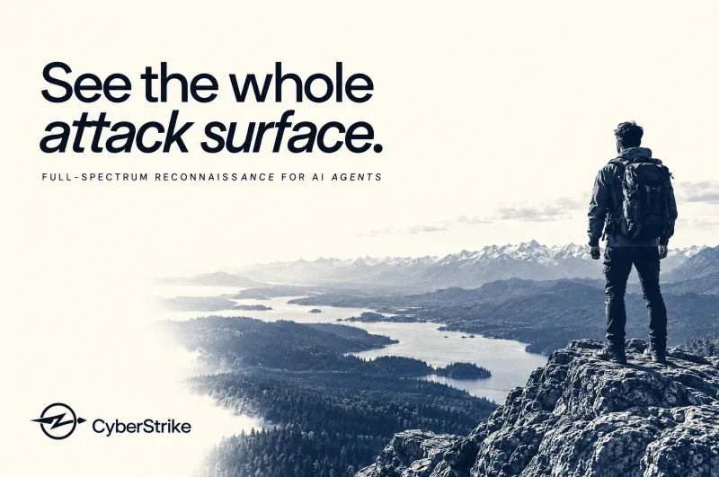 A figure on a summit overlooking a vast landscape — see the whole attack surface: full-spectrum reconnaissance through one MCP server